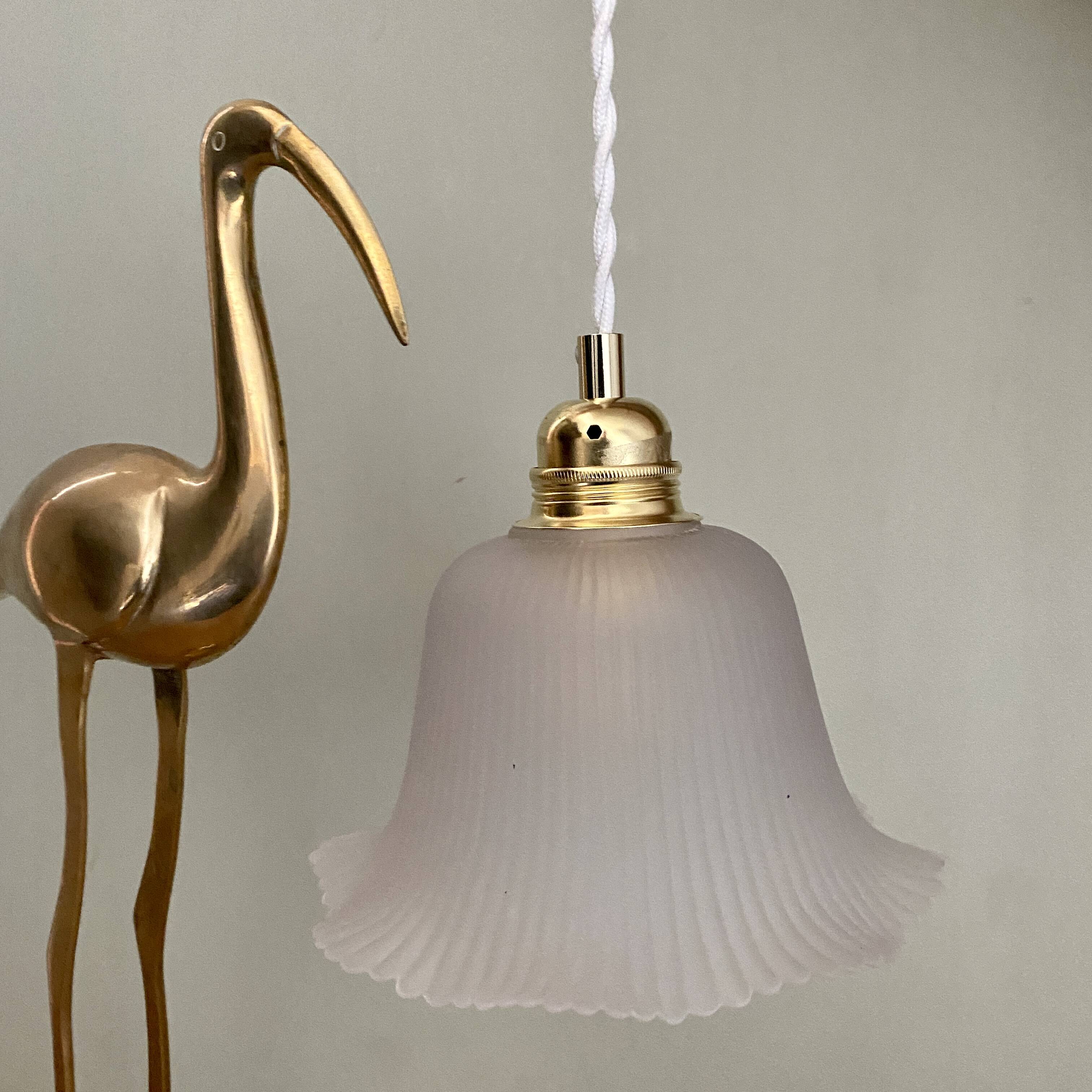 Vintage frosted glass lampshade pendant light