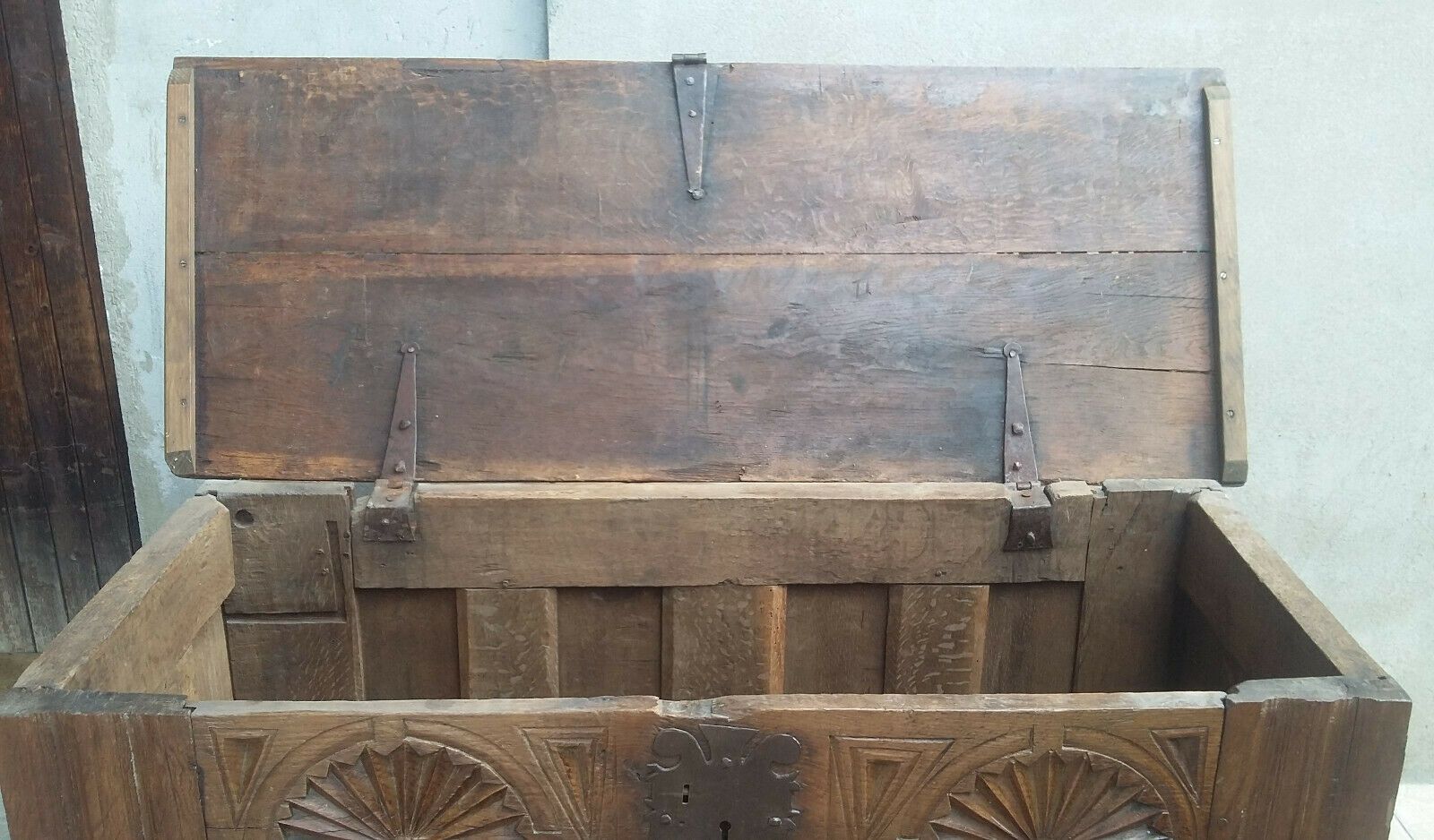18th Century Louis XIII carved oak chest, Louis XIV