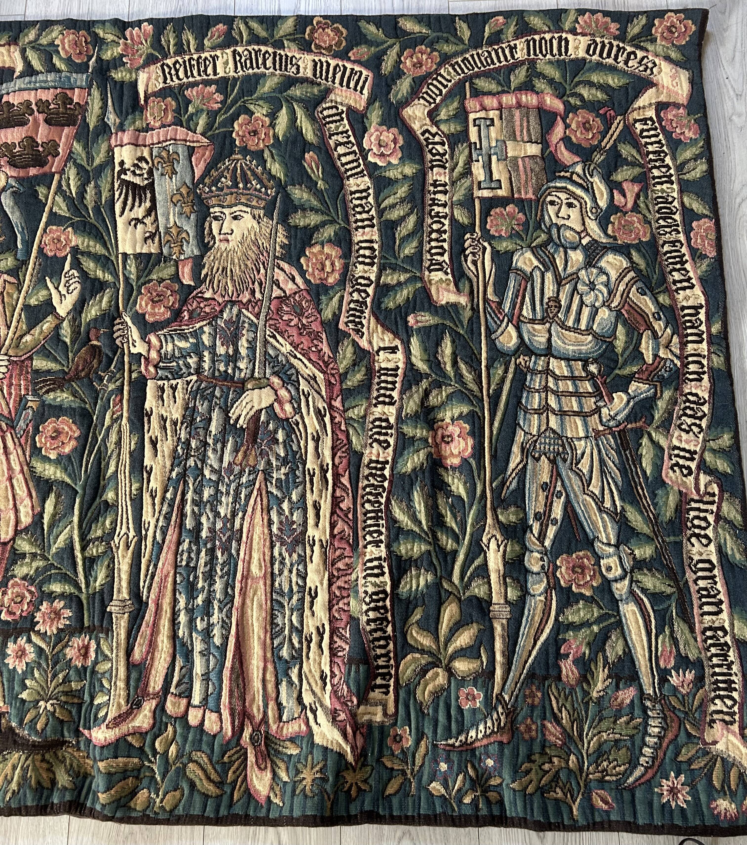 decorative tapestry in the Aubusson style, medieval scene, point de l’halluin