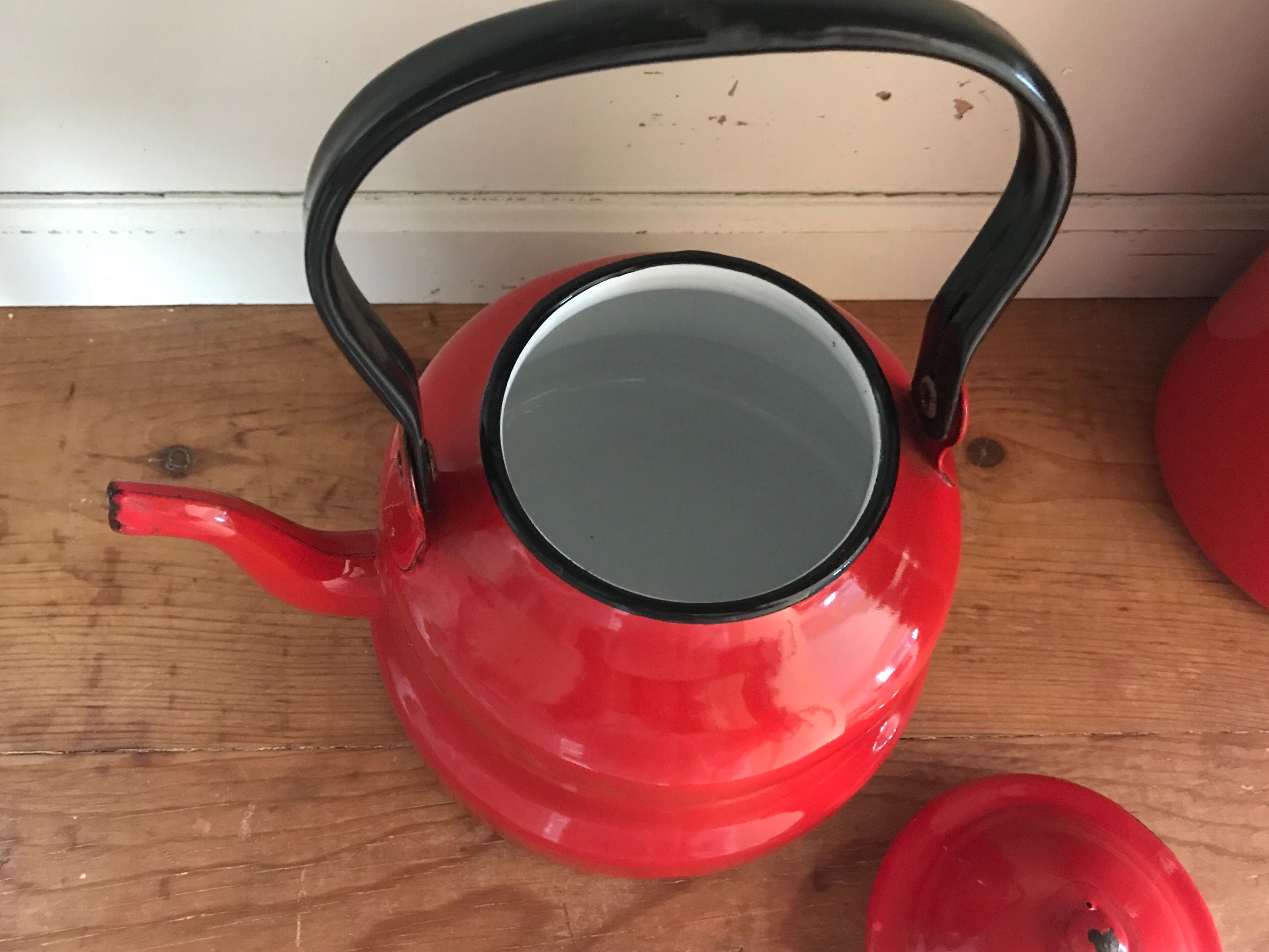 Vintage enamelled kettle