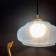 Vintage art deco lampshade pendant lamp in blue frosted glass