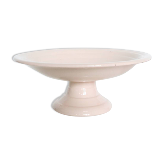 Pink ceramic pedestal dish, 1950