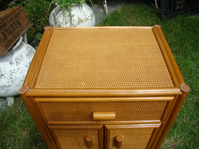 Vintage bedside furniture bamboo / rattan 70