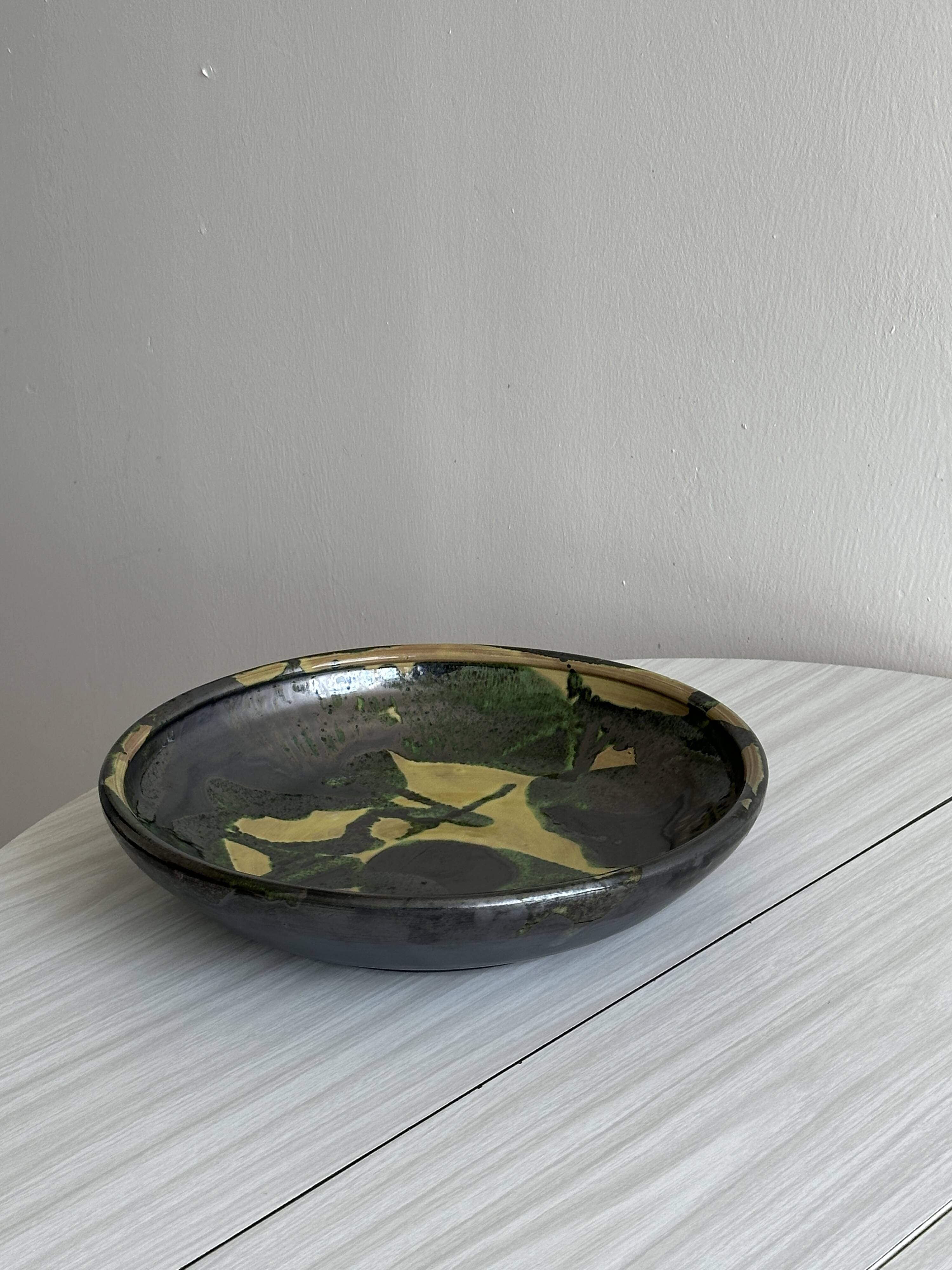 large colorful ceramic fruit basket dish