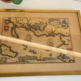 Carte marine océan atlantique vintage, encadrée