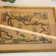 Vintage Atlantic Ocean Marine Map Gold Leaf Frame