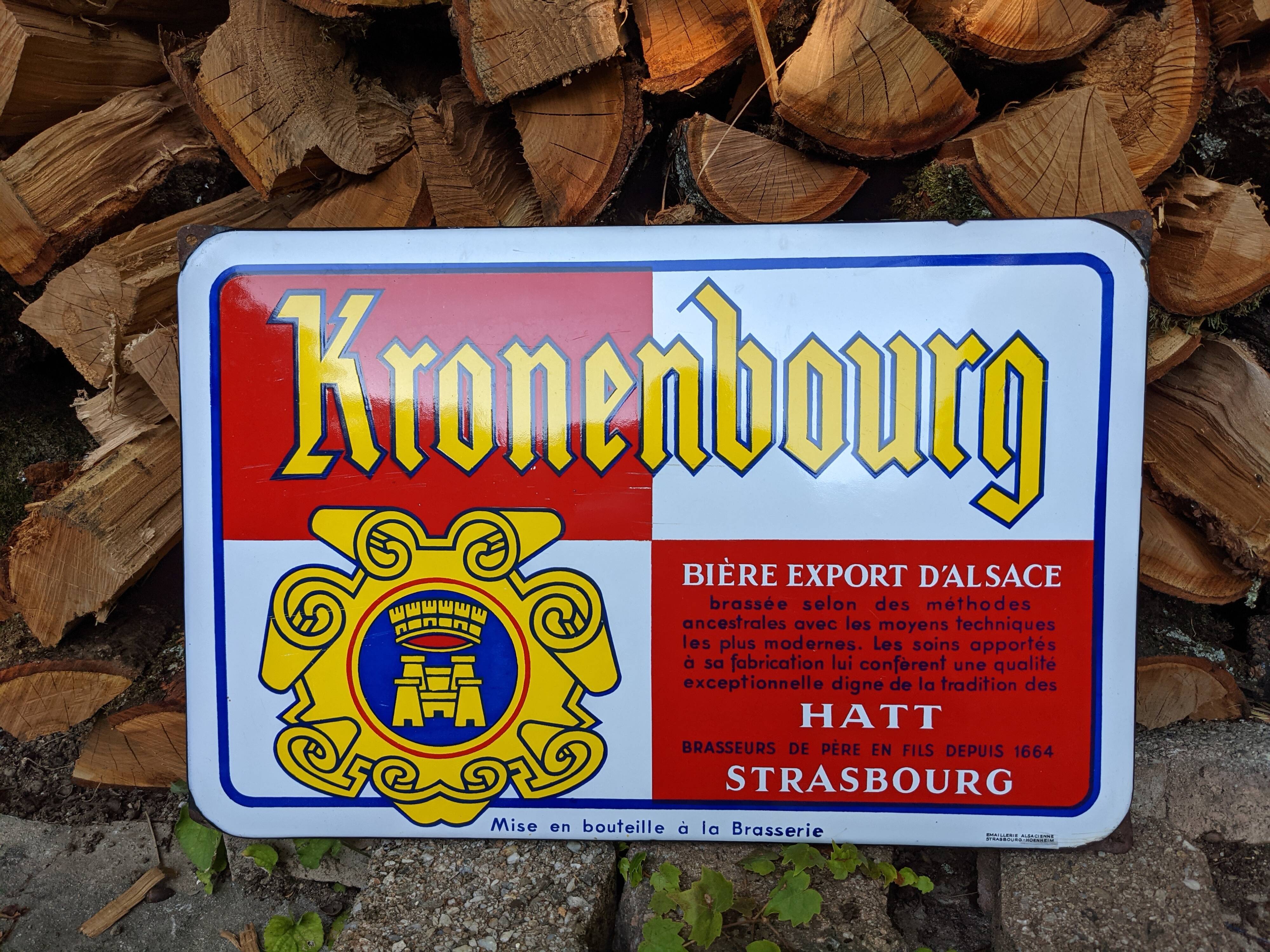 Enamelled plate Kronenbourg 60s