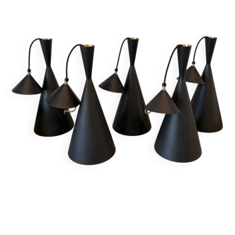 Set of Tom Dixon Beat Tall pendants — matte black metal