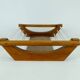 French geometric art déco fruit basket walnut and glass