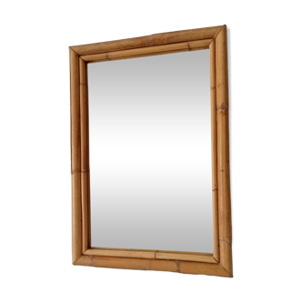 Miroir vintage en bambou années 60 65*45cm