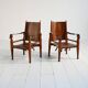Pair of Scandinavian leather safari chairs