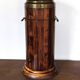 Vintage Florentine umbrella stand made of reclaimed wood and brass.