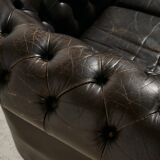 Chesterfield-style leather sofa set, set of 3