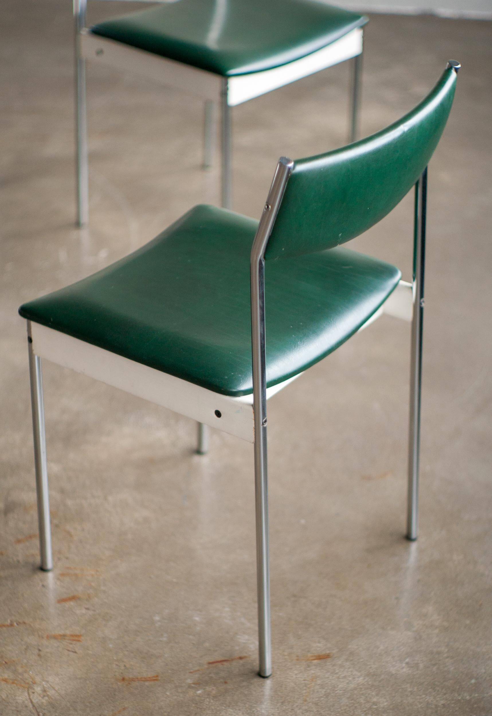 Minimalist set of four Dutch mid-century dining chairs, c. 1960.