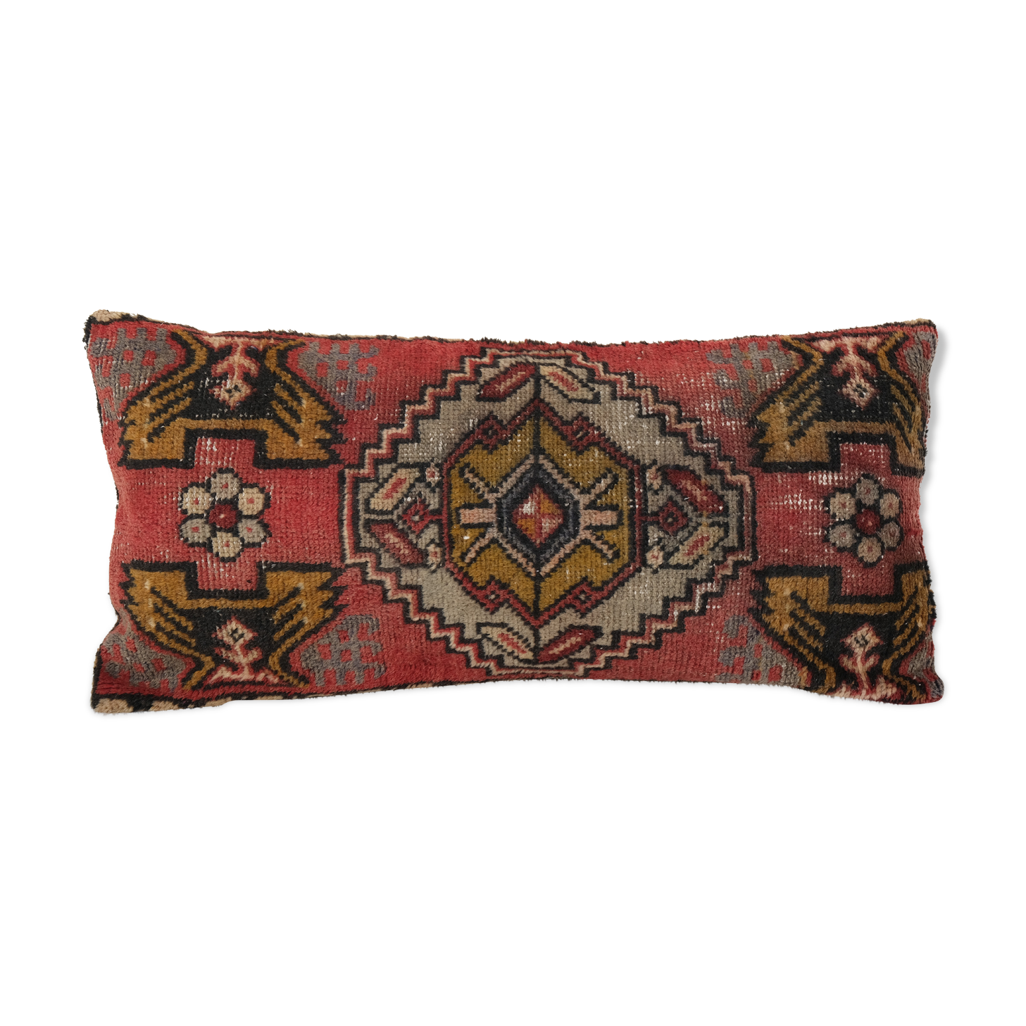 Ethnic lumbar oushak carpet rug pillow cover from anatolian