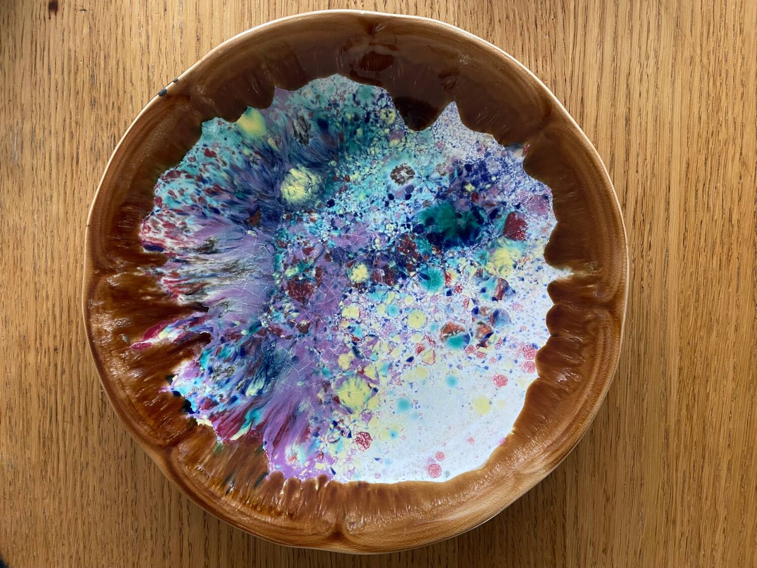 Set of 6 Morvan-signed glazed stoneware dinner plates – ceramics