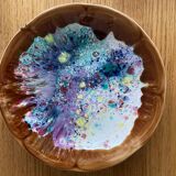 Set of 6 Morvan-signed glazed stoneware dinner plates – ceramics