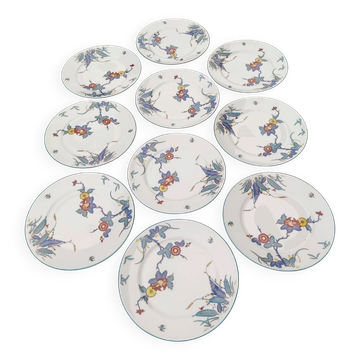 10 flat plates in Limoges porcelain - Haviland