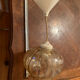 Vintage ribbed amber blown glass pendant - 1970s