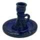 Vintage bedroom candle holder in cobalt blue glazed ceramic