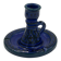 Vintage bedroom candle holder in cobalt blue glazed ceramic