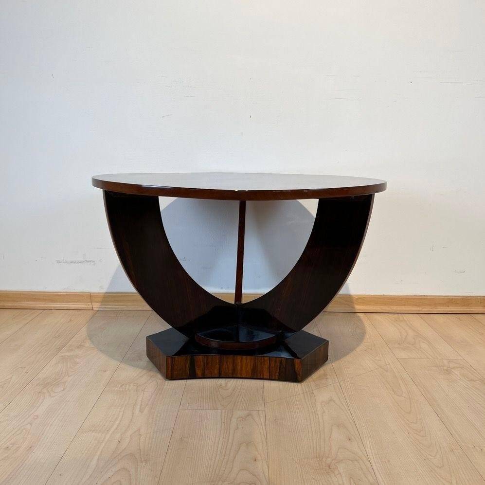 Art Deco Round Side Table in Rosewood Veneer, France, 1930s