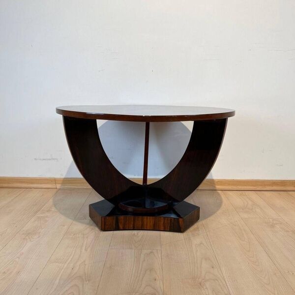Table d'appoint ronde Art Déco en placage de palissandre, France, années 1930