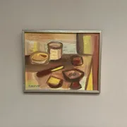 Original Swedish Oil on Canvas – "Breakfast" by Bengt Delefors – Signed "B. Delefors" – Vintage & Framed – 49 × 40 cm (19.3" × 15.7")