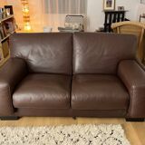 Brown grained leather sofa Roche Bobois