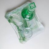 Vintage Murano Glass Tray in Green and White Swirls - Handmade Italian Glass, Mid-Century 1970s