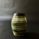 green glazed ceramic vase signed S