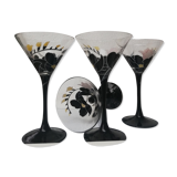 4 glasses with Luminarc Domino series Anaïs vintage black feet