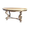 Table marbre pied en laiton massif koi fish style Hollywood regency