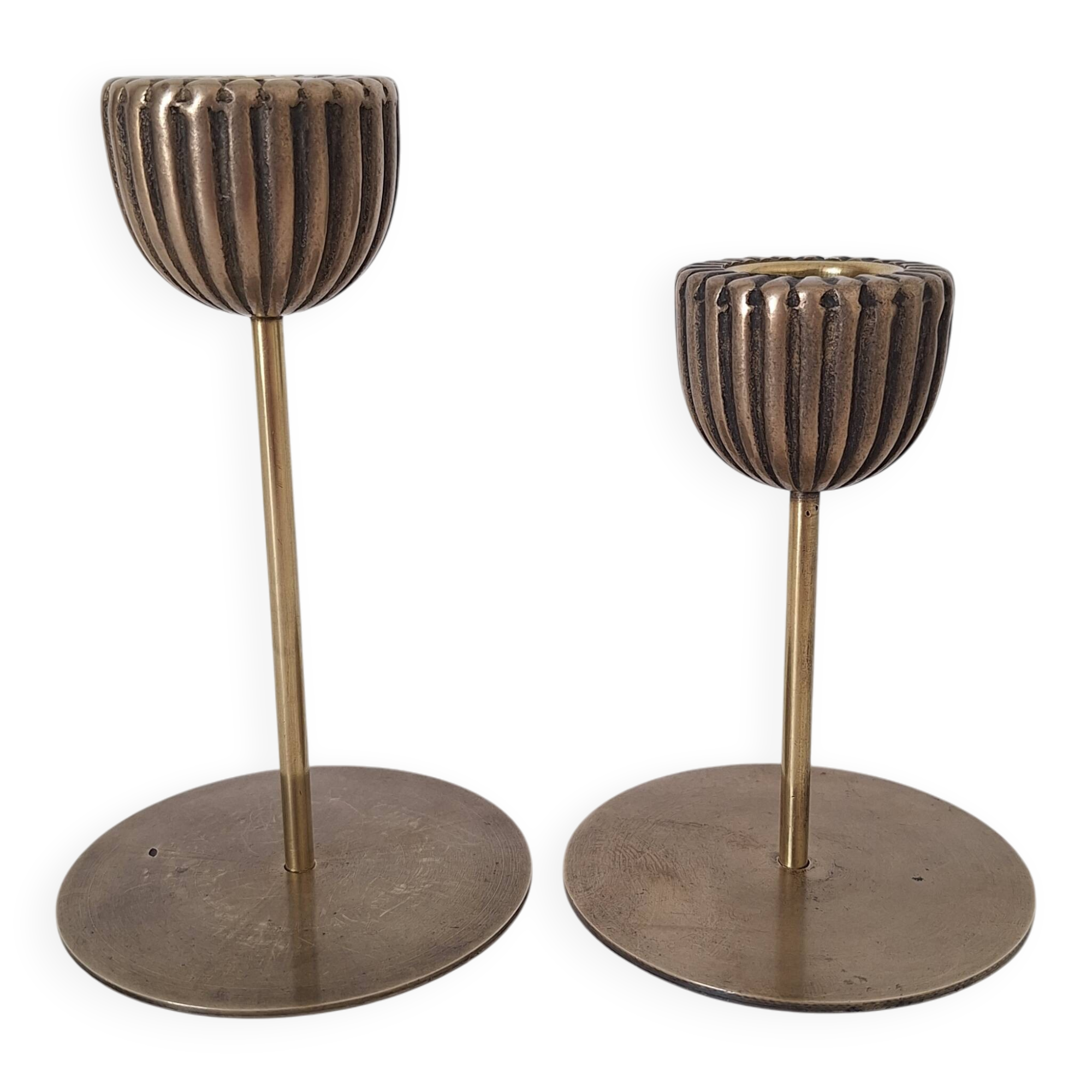 Vintage gold tulip candle holder