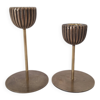 Bougeoir doré tulipe vintage