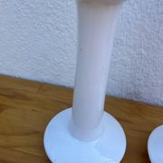 Set of 4 white ceramic candle holders