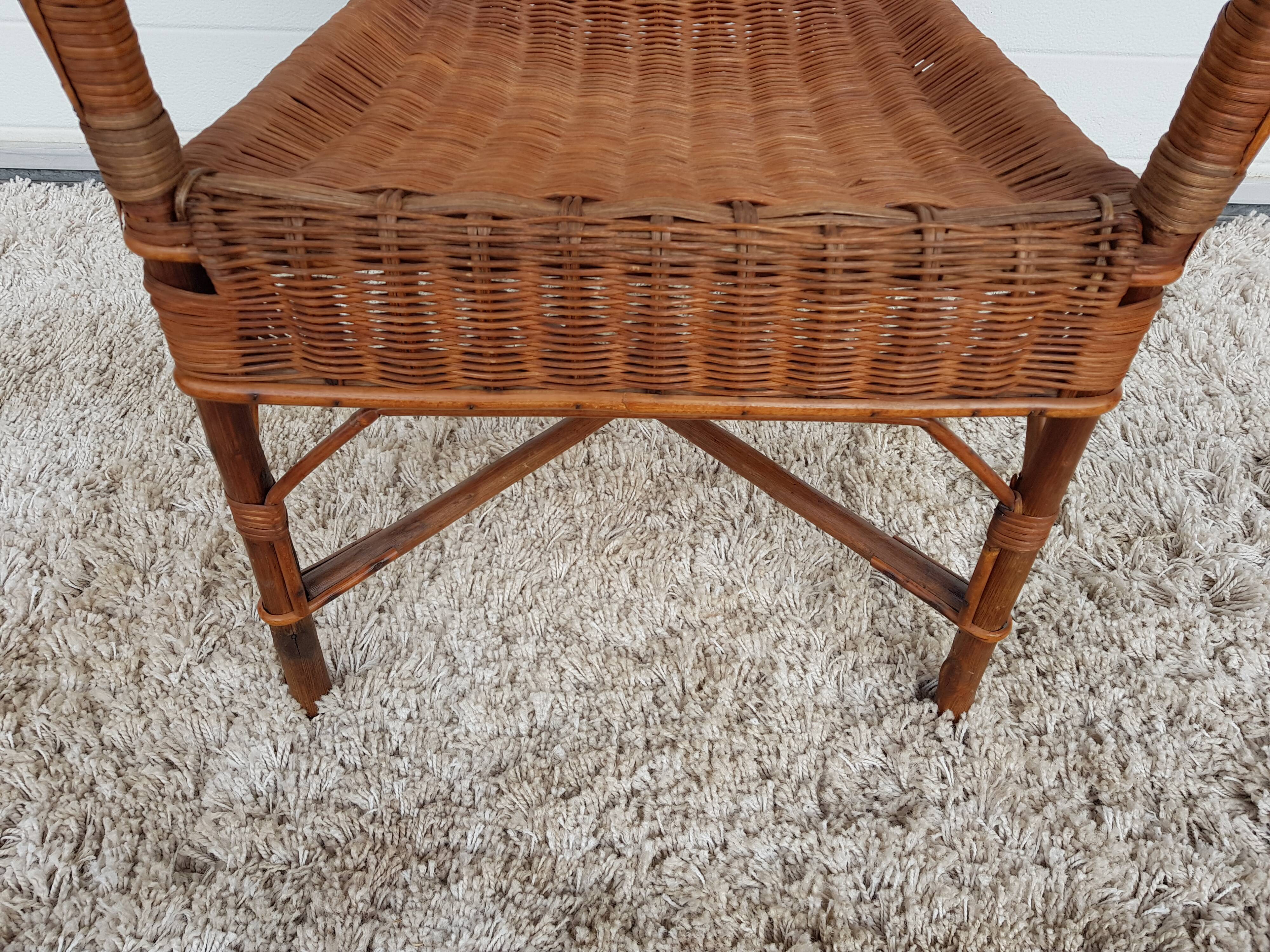 Vintage 50s osier and bamboo armchair