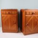 Art Deco bedside tables in oak with an inlaid marble top.
