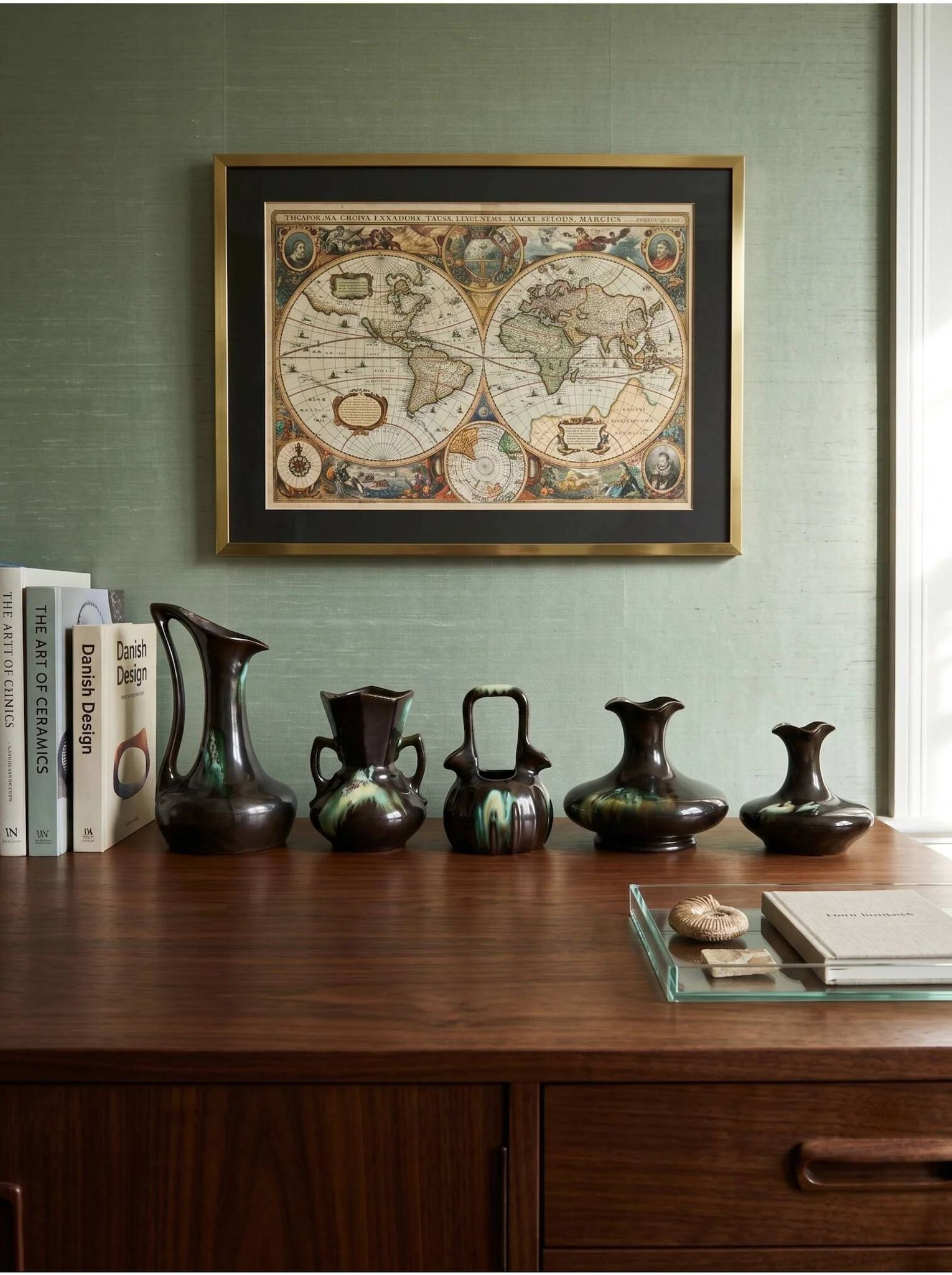 Large collection of 5 modernist glazed Belgian ceramics – Thulin / AIRAIN – Art Deco – 1930s-50s