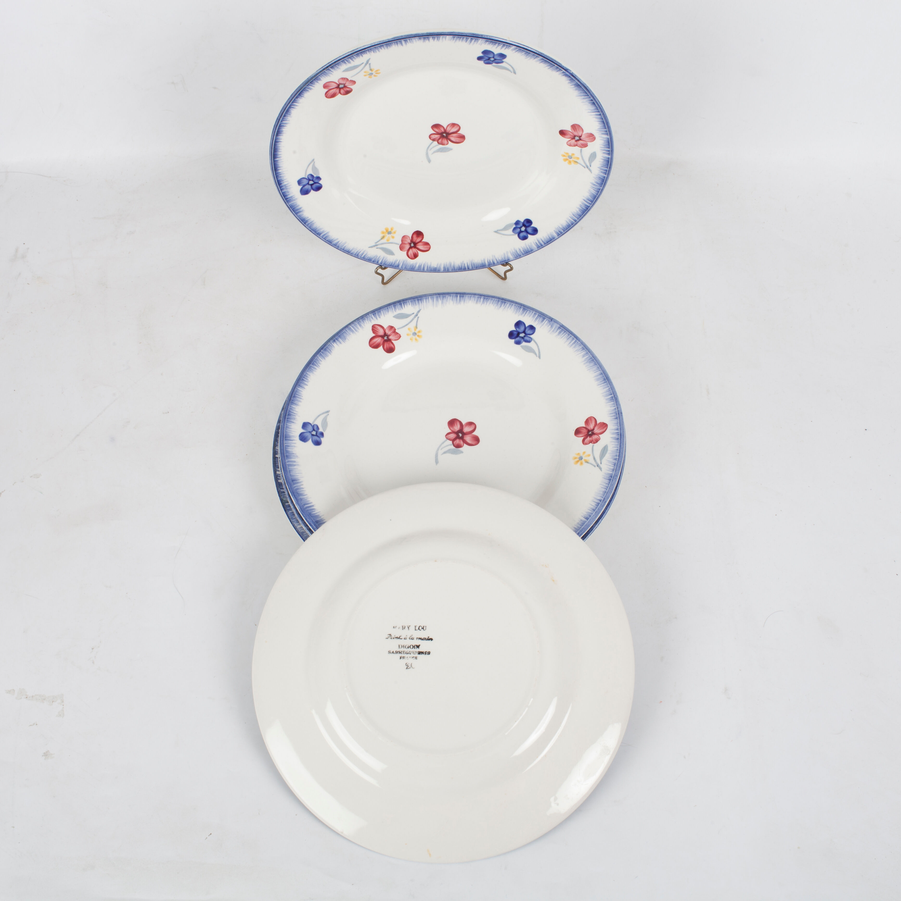 Set of 5 plates flat Mary - Lou Digoin Sarreguemines 1922/1965