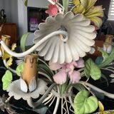 Flowered metal chandelier from the Italian 60s-70s.