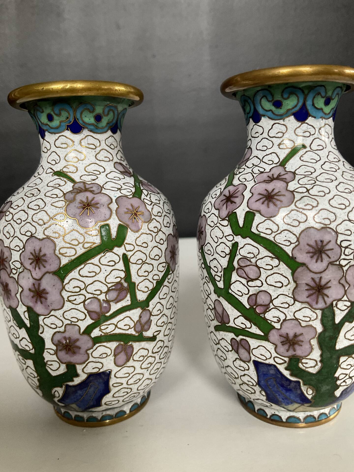 Pair of small vintage cloisonné vases