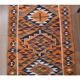 1970s Vintage Turkish Hand-Knotted Wool Cotton Orange Runner Rug 104x338