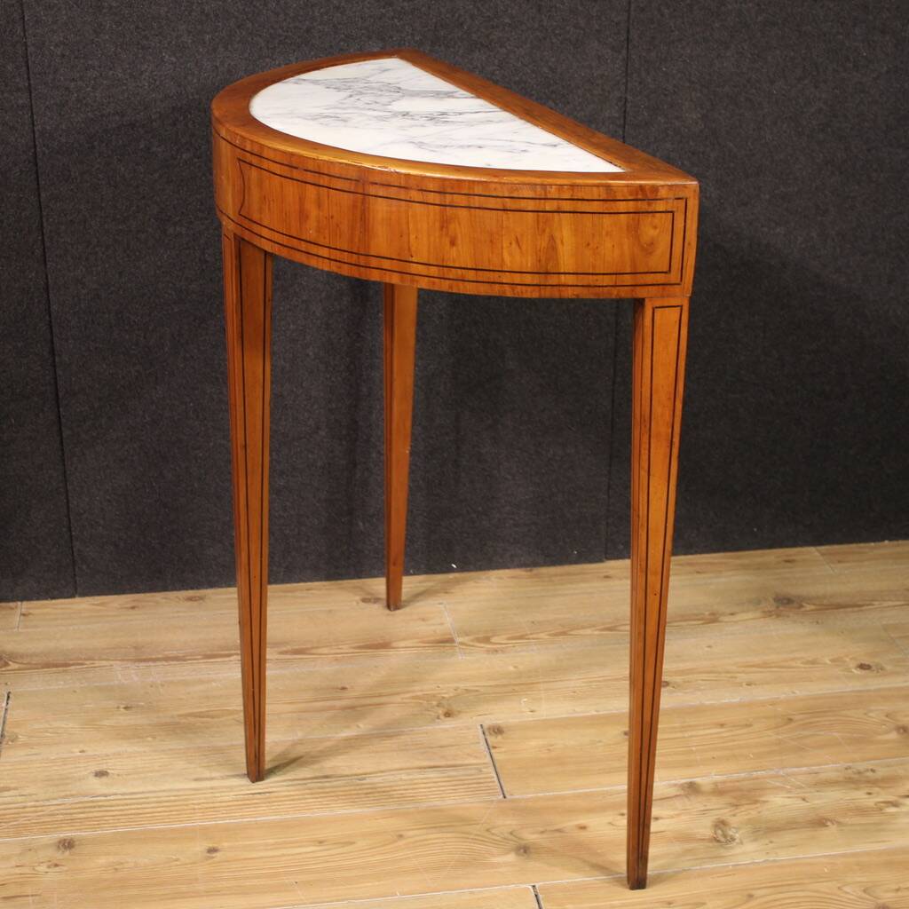 Console demi-lune de style Louis XVI italien du XXe siècle