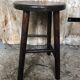 Vintage Turned Dark Wood Milking Stool #A631