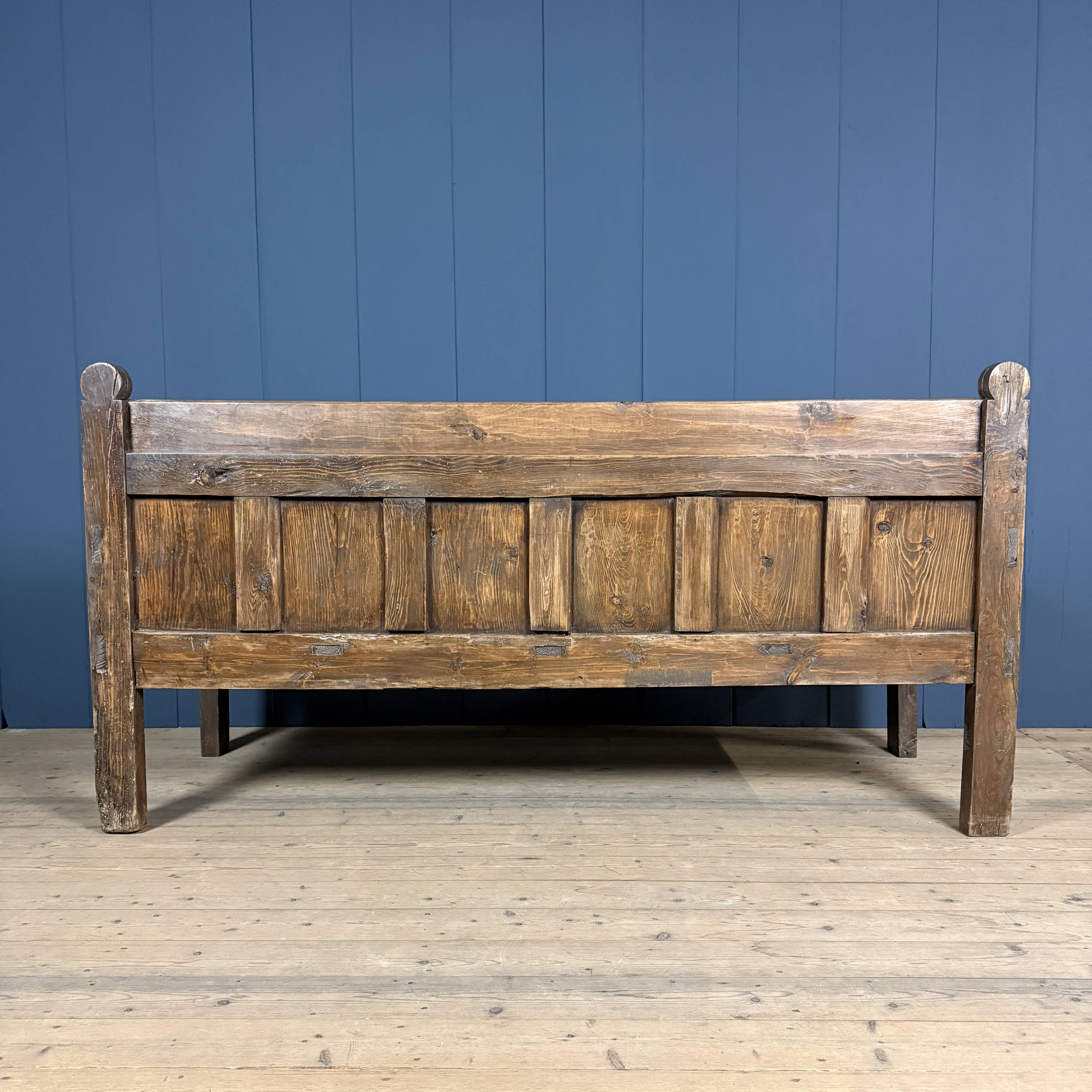 Large antique wooden Spanish bench from the 19th century