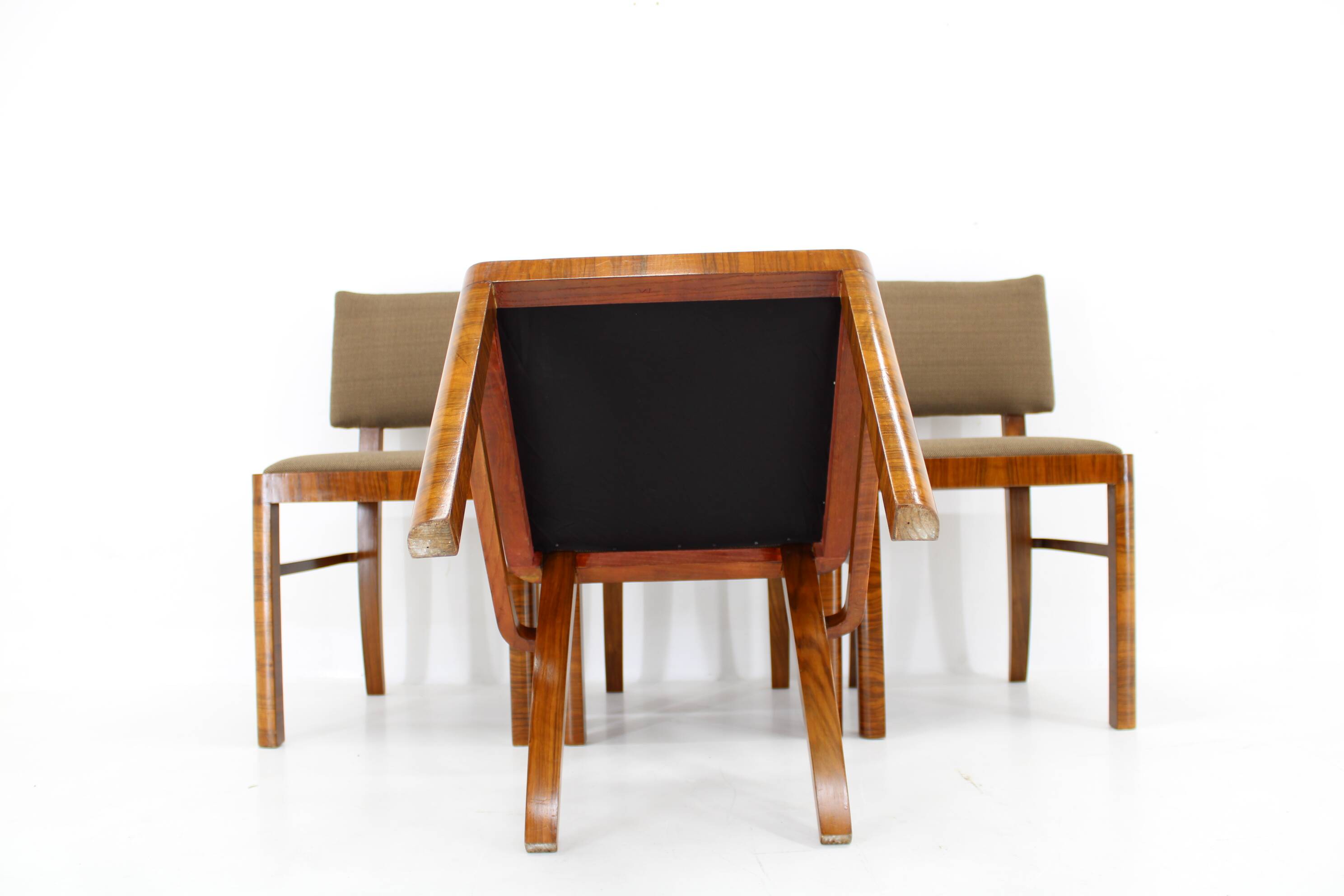1930s Set of Four Restored Art Deco Dininng Chairs, Czechoslovakia
