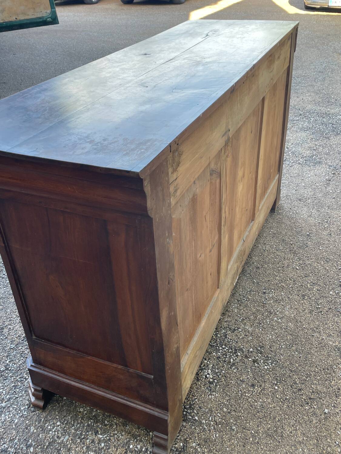 Walnut sideboard, Louis Philippe style, three doors, three shelves