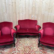 Salon canapé et paire de bergères de style Napoléon III