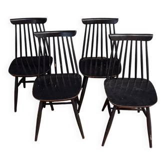 Suite de 4 chaises de style Tapiovaara vintage 1960